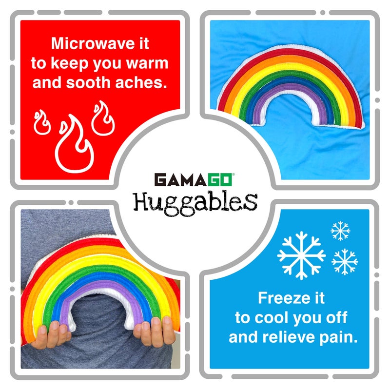 GAMAGO Rainbow Heating Pad & Pillow Huggable- Microwavable Heat Pad for Cramps, Aches & Anxiety Relief - Cute Heat Pack Stuffed with Eco-Friendly Buckwheat & Dried Lavender - 12" - Image 3